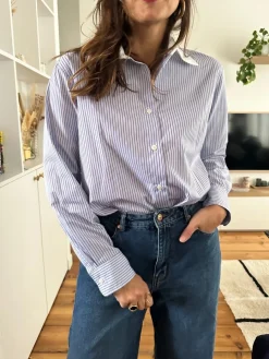 Shop Loëla Chemise Ida BLEU RAYE