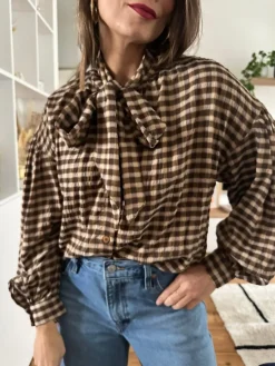 Discount Loëla Chemise Paola CARREAUX CHOCO