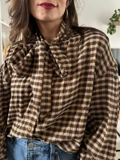 Discount Loëla Chemise Paola CARREAUX CHOCO