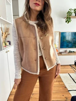 Cheap Loëla Gilet Dublin CAMEL