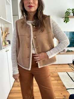 Cheap Loëla Gilet Dublin CAMEL