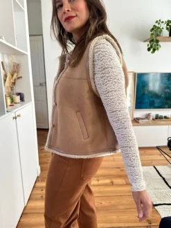 Cheap Loëla Gilet Dublin CAMEL