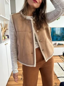 Cheap Loëla Gilet Dublin CAMEL