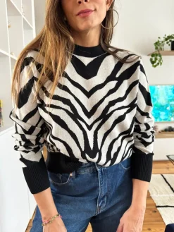 Sale Loëla Pull Lezebra NOIR