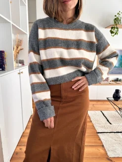 Flash Sale Loëla Pull Melina GRIS RAYE BEIGE