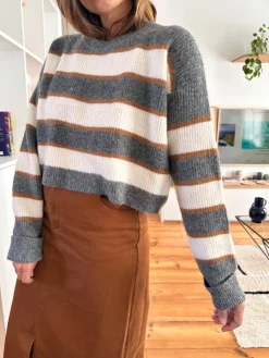 Flash Sale Loëla Pull Melina GRIS RAYE BEIGE