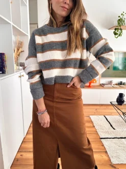 Flash Sale Loëla Pull Melina GRIS RAYE BEIGE