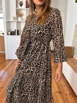 Clearance Loëla Robe Rosia LEOPARD VOILE