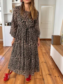Clearance Loëla Robe Rosia LEOPARD VOILE
