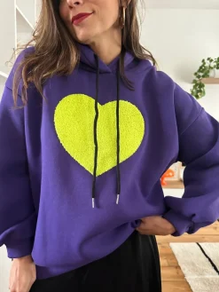 Clearance Loëla Sweat Coeur VIOLET