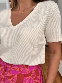 Cheap Loëla T-shirt Kayla ECRU RAYE DORE