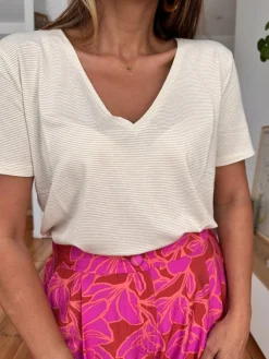 Cheap Loëla T-shirt Kayla ECRU RAYE DORE