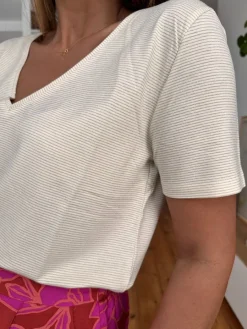 Cheap Loëla T-shirt Kayla ECRU RAYE DORE